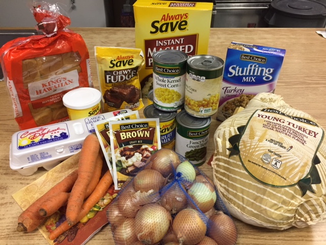 photo of Thanksgiving food for food pantry